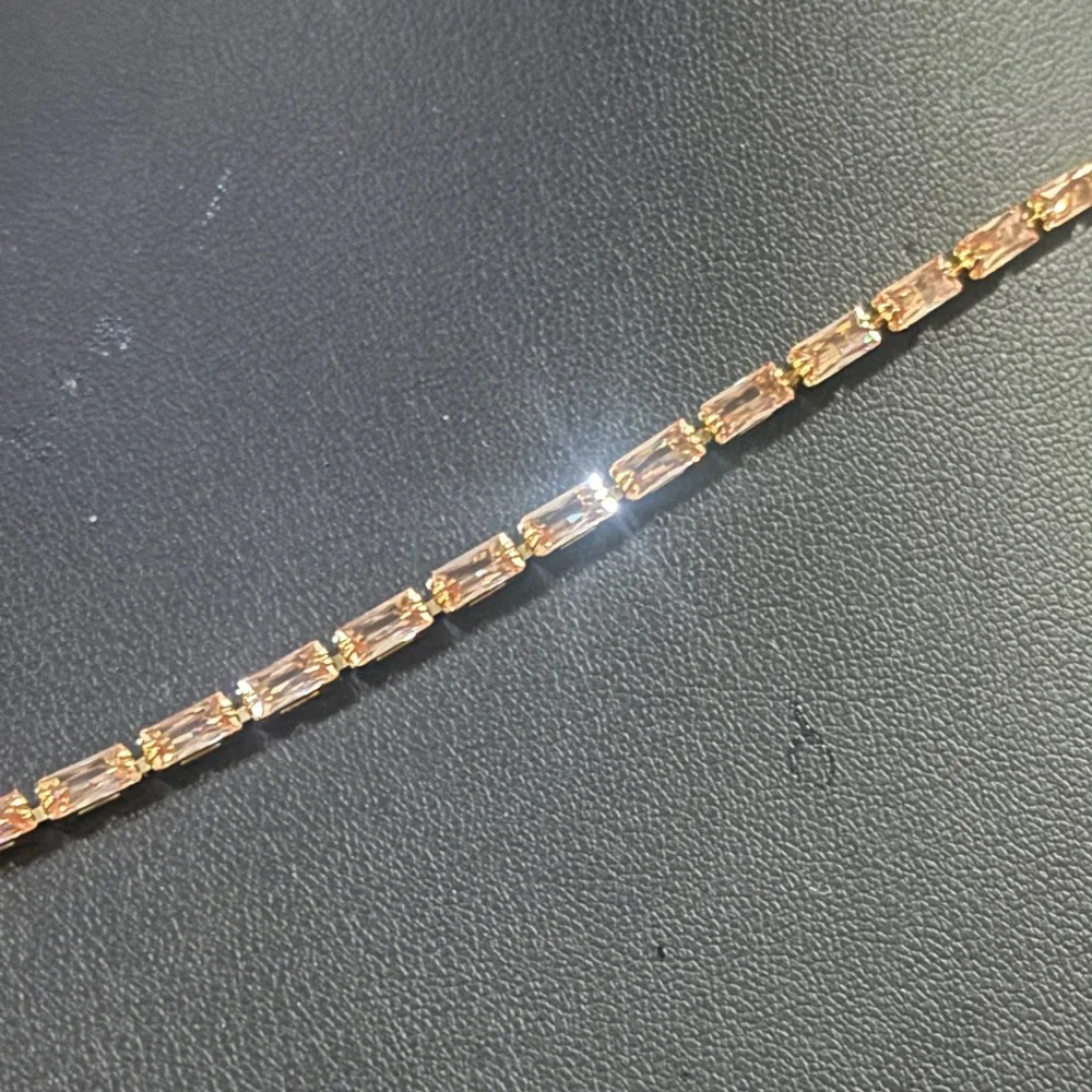 Oshena light Pink Crystal 18k gold plated Tennis Bracelet tarnish & water proof‎